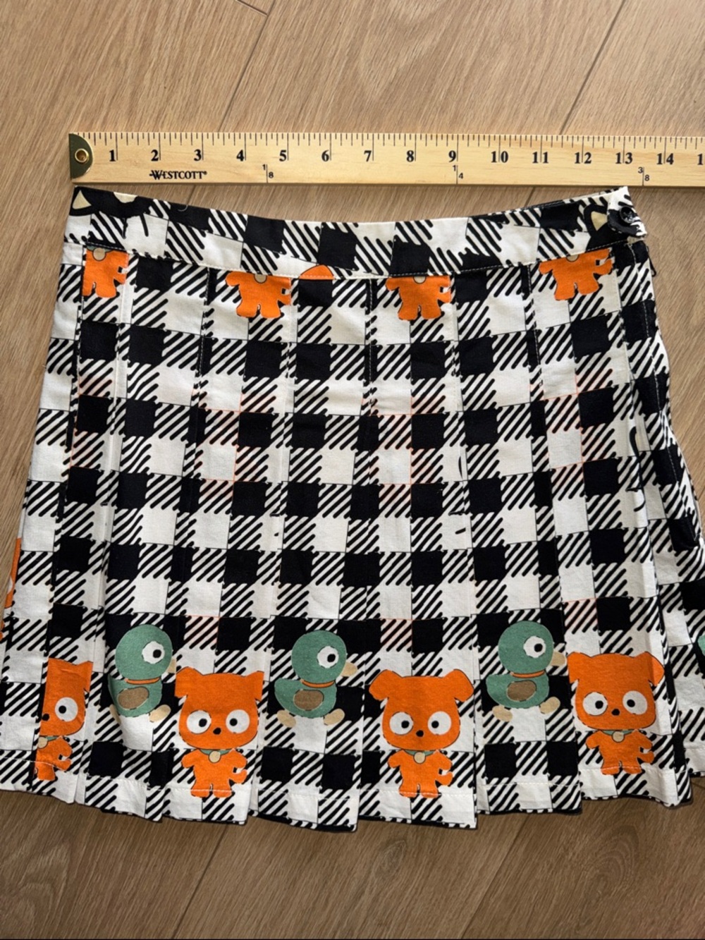 Dumbgood x Sanrio Chococat Pleated Mini Skirt Herringbone Size M - Picture 14 of 15